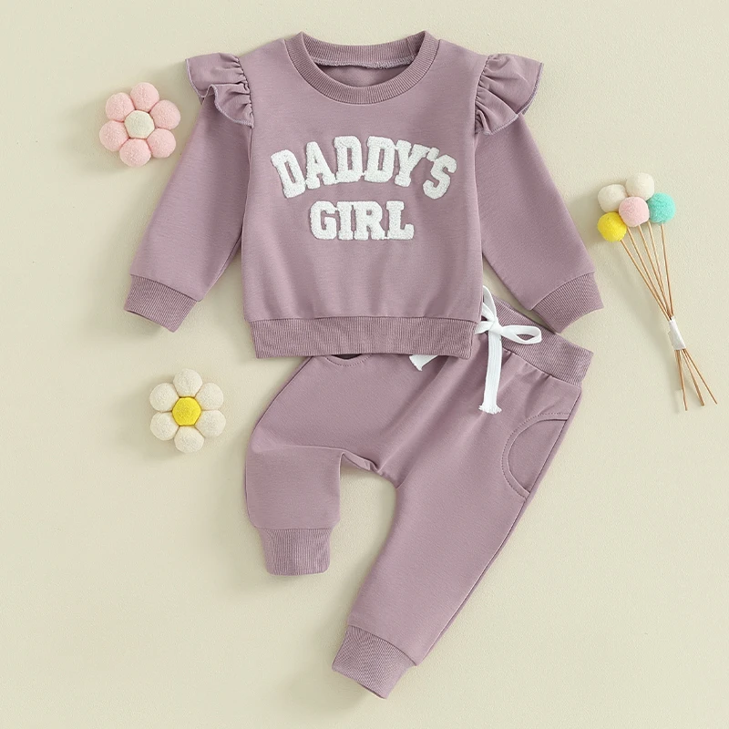 Newborn Baby Girl Clothes Set Letter Embroidery Top+Pant 2PCS Infant Toddler Child Warm Home Suit Winter Spring Baby Clothes