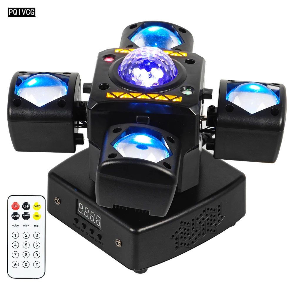 

80 Вт мини 4 руки Magic Ball Beam Stage Light Disco Party Light RG Laser RGBW Beam Magic Ball Золотисто-желтый стробоскоп 5в1 Эффект