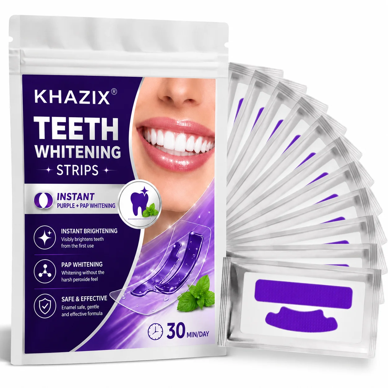 1/7 Pairs Teeth Whitening Strips for Whiter-Looking Smile, Flexible Tooth Strips Easy to Apply for Daily Cosmetic Care