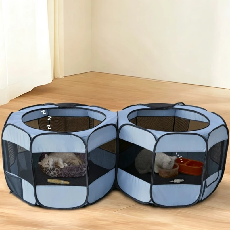 Pet Outdoor Tent Foldable Portable Comfortable Dog Beds Durable 2-in-1 Large Cat Dog Cage with Cover Ventilation Pets Fences