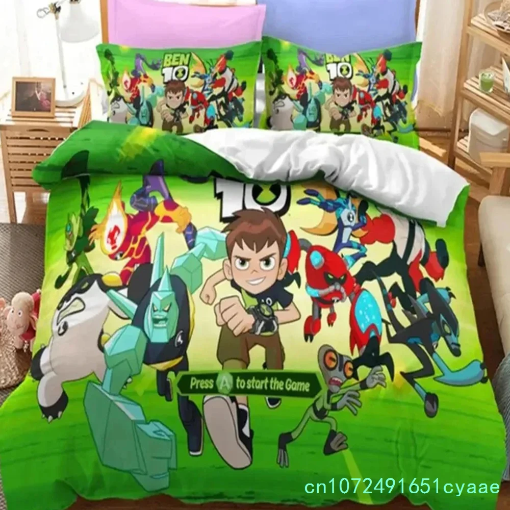 3D Print Ben Alien Force 10 Teenage Hacker Bedding Set Soft Comforter Cover With 1/2pcs Pillow Shams For Kids Adults