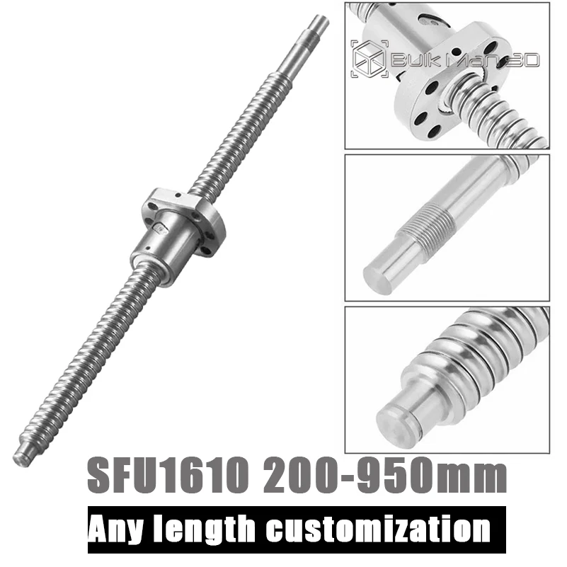 

Machined SFU1610 Ball Screw Rod 200-950mm C7 Roller High Speed Quiet Transmission Ballscrew With Single Ball Nut For CNC Parts