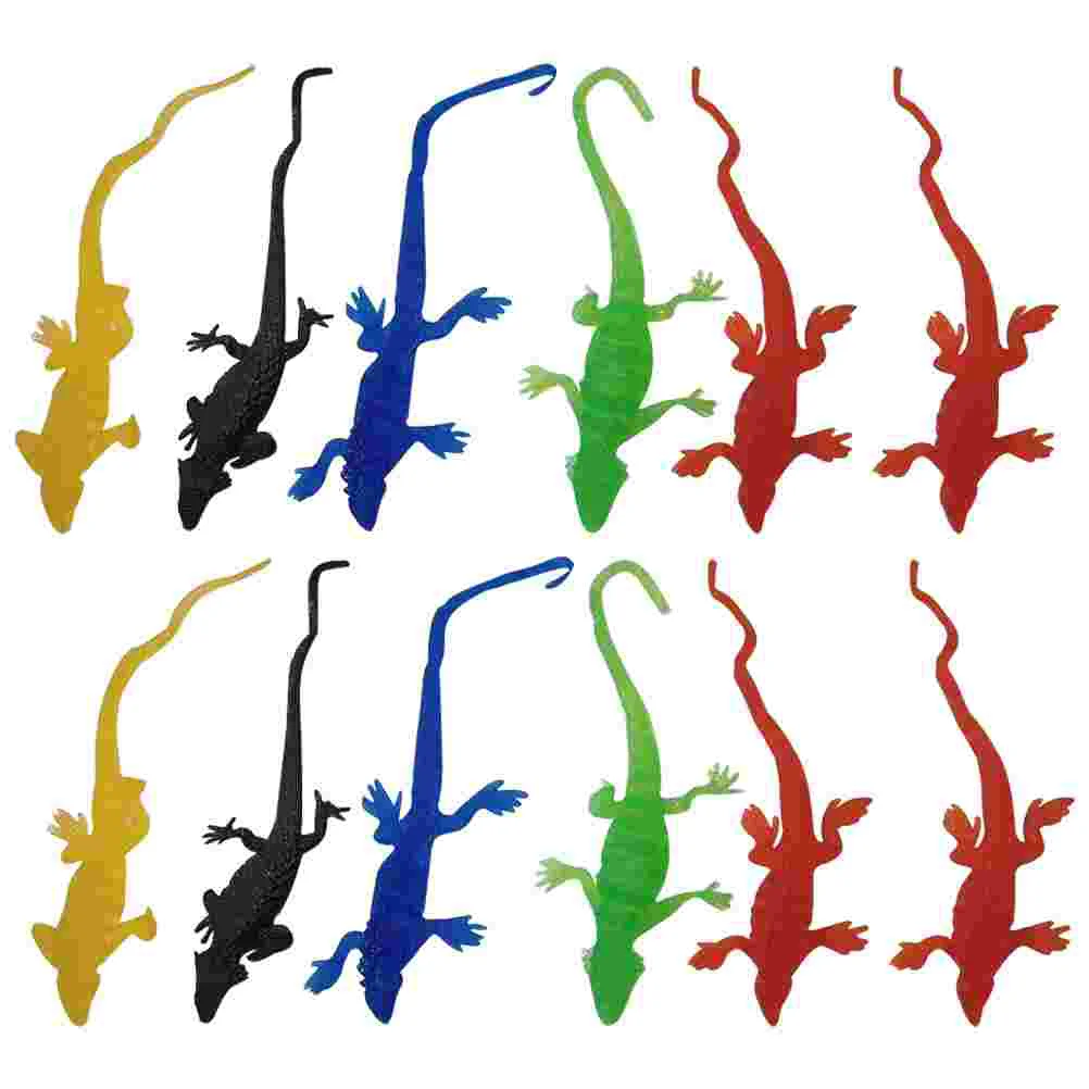 12 Pcs Sticky Lizard Toy Shaped Kids Lovely Stretchy Portable
