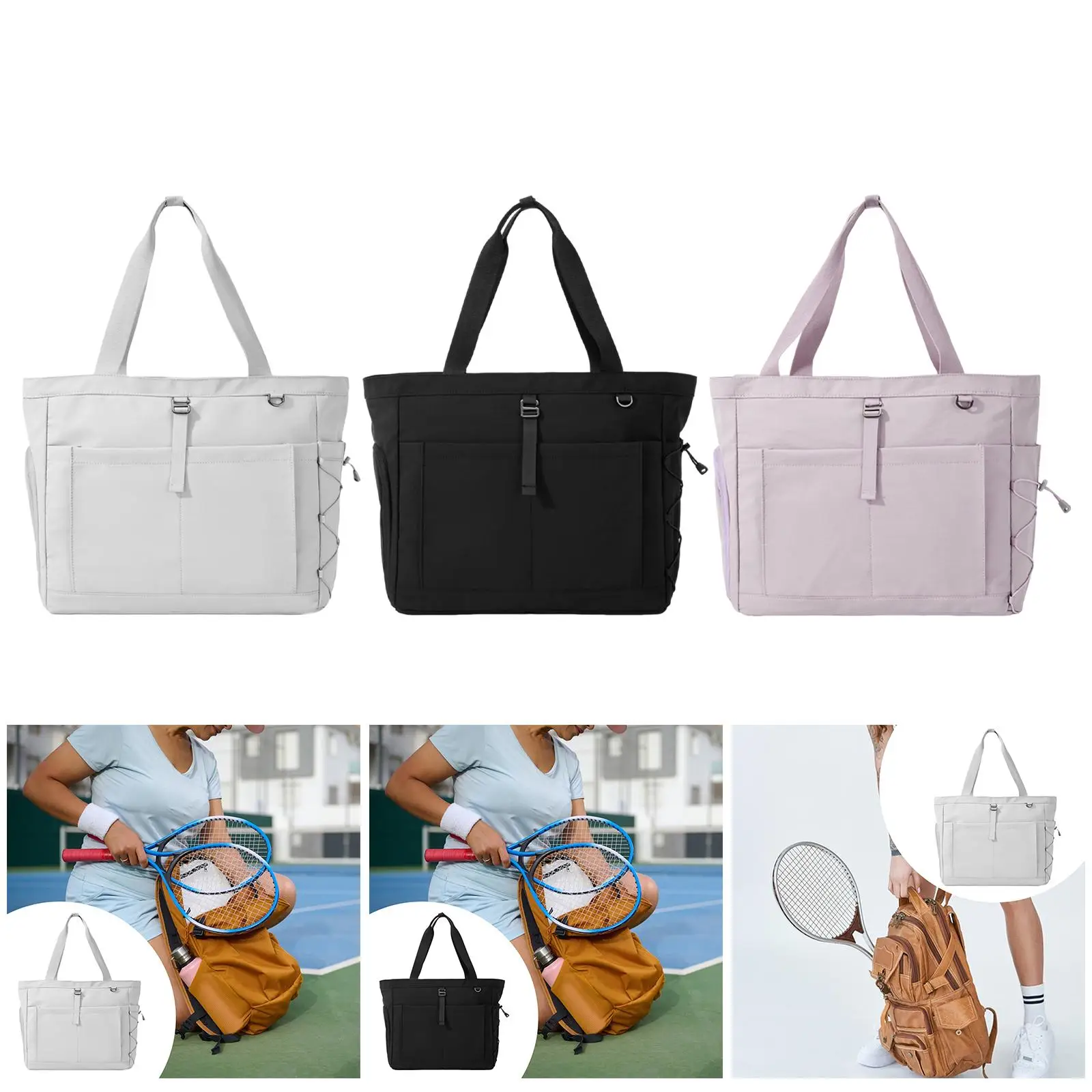 

Tennis Tote Bag Organizer Portable Tennis Carry Handbag Badminton Racket Bag Large Capacity for Pickleball Paddles Umbrellas Gym