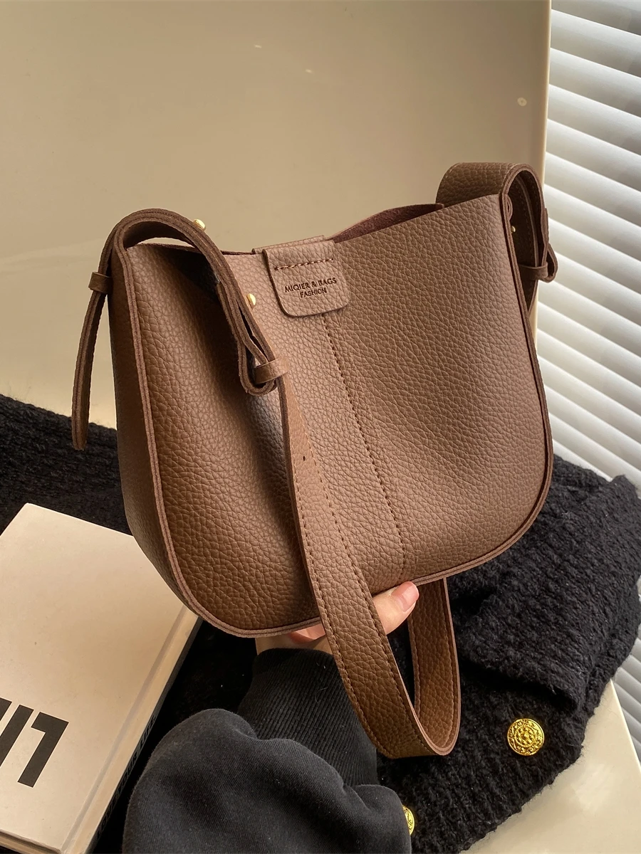 Vintage Handbags for Women Fashion Texture PU Leather Shoulder Crossbody Bag Large Capacity Female Bucket Totes New