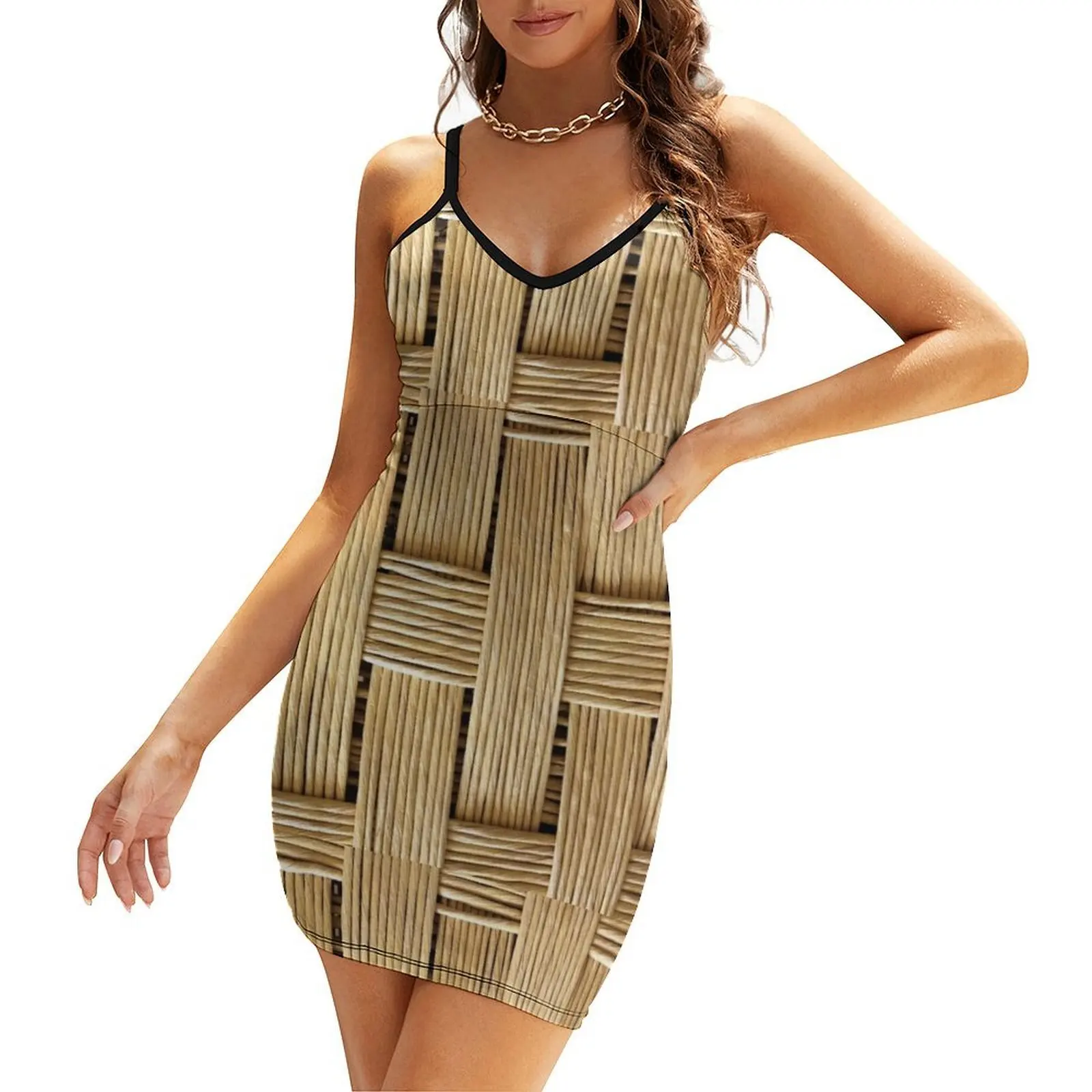 

Wicker Texture Pattern Sling Dress women's summer dresses 2025 dresses women summer 2025 elegant guest wedding dress