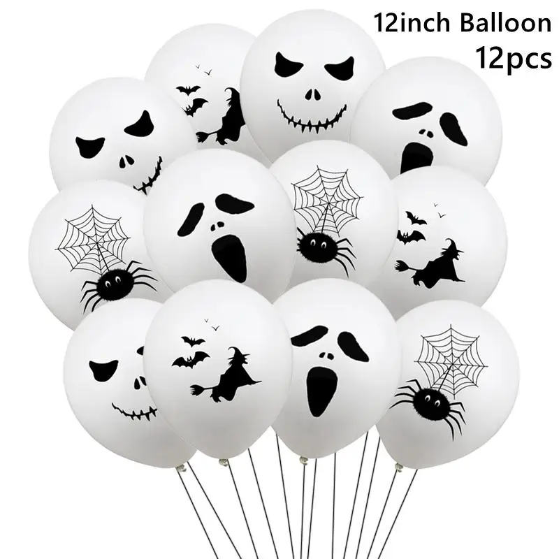 12 stks Halloween Ghost Ballonnen Spider Heks Vleermuis Pompoen Skelet Horror Happy Halloween Party Decoratie Carnaval Party Supply