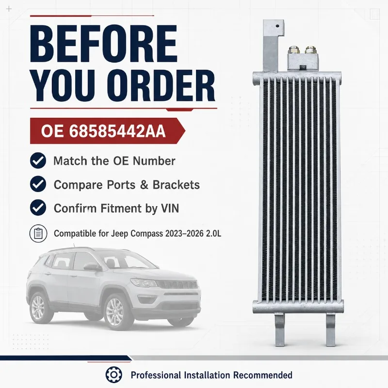 Automatic Transmission Oil Cooler 68585442AA for 2023-2026 Jeep Compass MP 2.0L Turbo Radiator Heat Exchanger Replacement