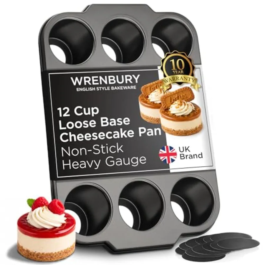 

Форма для мини-чизкейков Pro - антипригарная, из углеродистой стали, со съемным дном, на 12 порций, 3 дюйма, легко моется, без PFOA