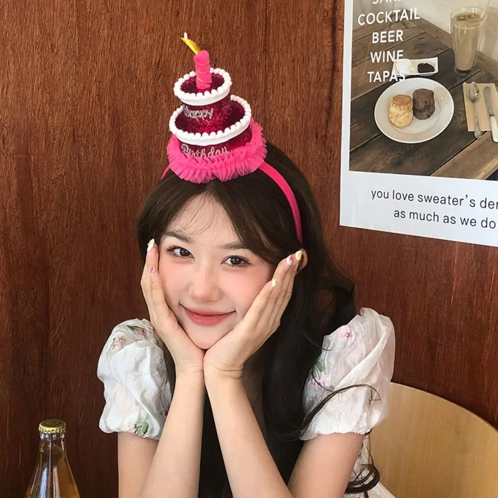 

Cute Hair Accessories Birthday Hairband Happy Birthday Cake Korean Style Headband Colorful Candle Women Hair Hoop Kids