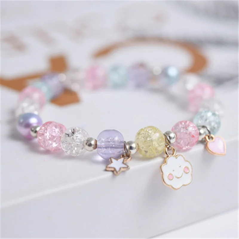 Makers land niedlichen Popcorn Perlen Armband Freundschaft Glas Armbänder für Mädchen Stern Mond Wolke Blumen schmuck Zubehör Großhandel