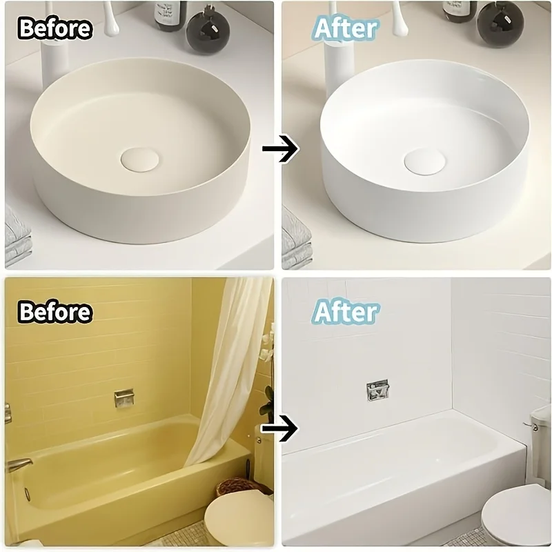 16 oz White Ceramic Bathtub and Tile polishing Kit Bathtub, bathroom wall, countertop, sink paint - Easy to use, waterproof