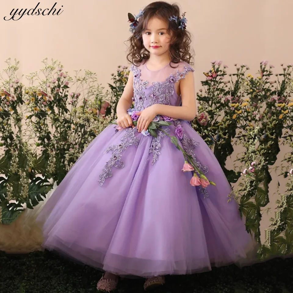 

2023 Fashion Beautiful Girl Dress Luxury Flower Girl Wedding Dress Birthday Pageant Princess Puffy Dress Design For Party