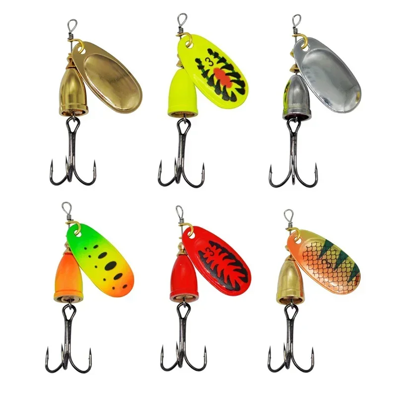 Rotating Spinner Fish Baits 6.5cm 8g with Treble Hook Metal Lures Artificial Spoon Bait Saltwater Freshwater Bass Fishing Bait