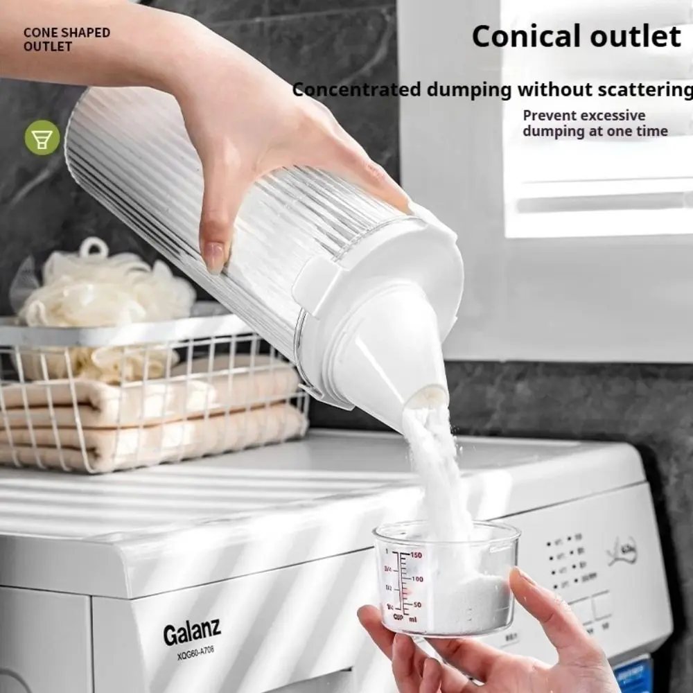 New Transparent Laundry Detergent Dispenser Bottle Sealed Multipurpose Laundry Powder Storage Box with Measuring Cup