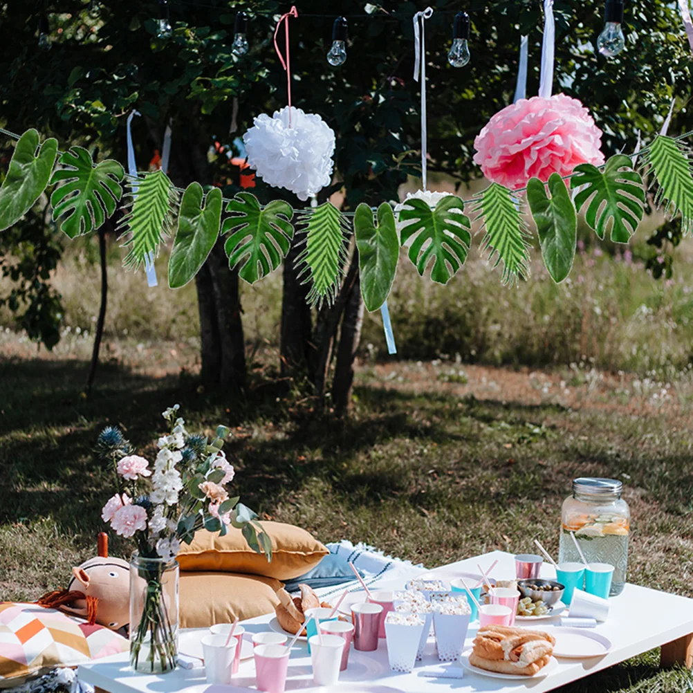 

Leaf Banner Colorful Paper Garland Stylish Hanging Decoration For Wedding Birthday Festival Hawaii Beach Event