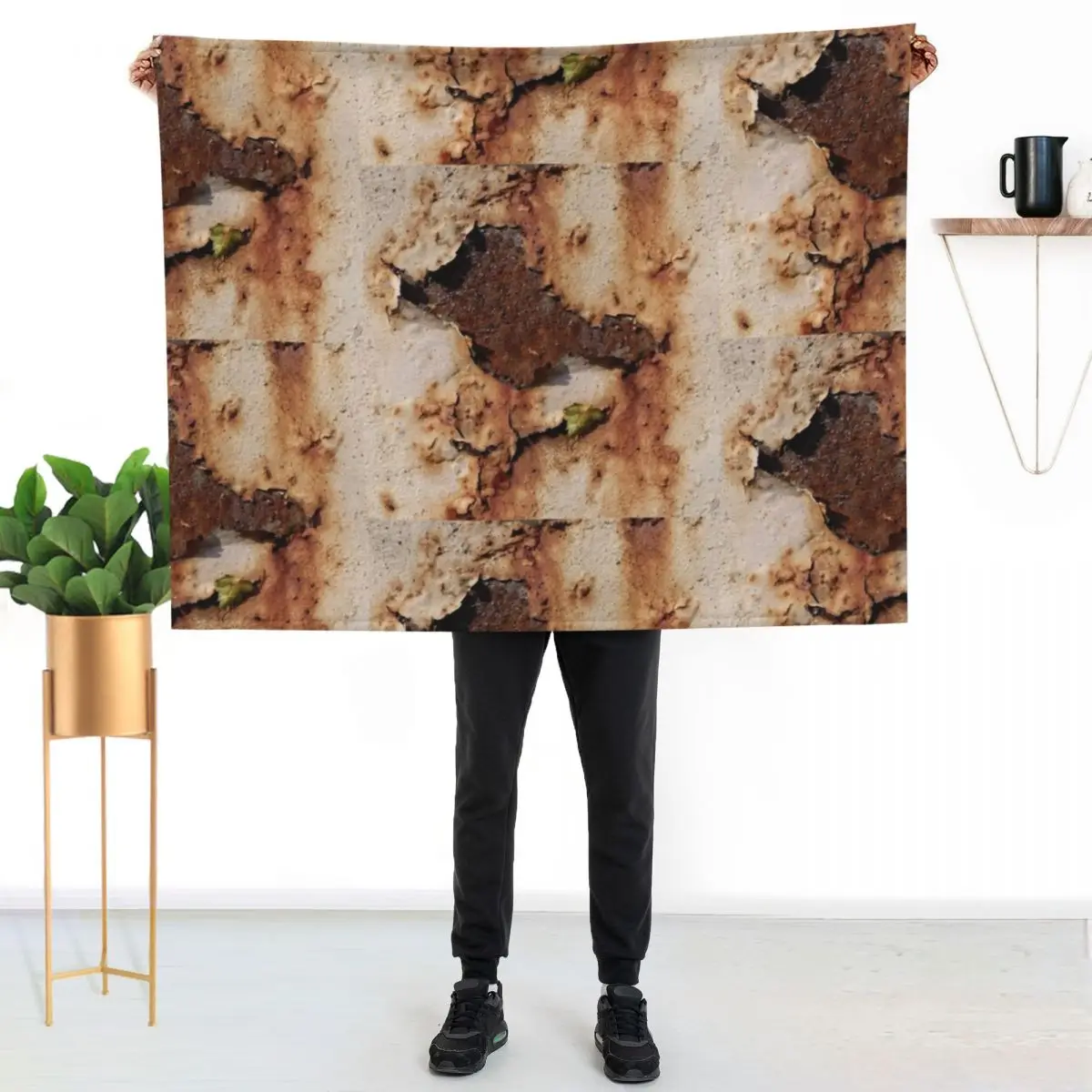 

Colors of Rust with leave 01 (Rust-Art, Rost) Throw Blanket Warm Accent Blanket for Living Room Decoration