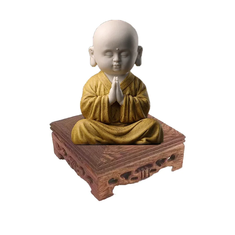 Ceramic Little Monk Figure Decoration Statue Chinese Home Living Room,  Office, Tea Room Decorative Artwork  Free Delivery