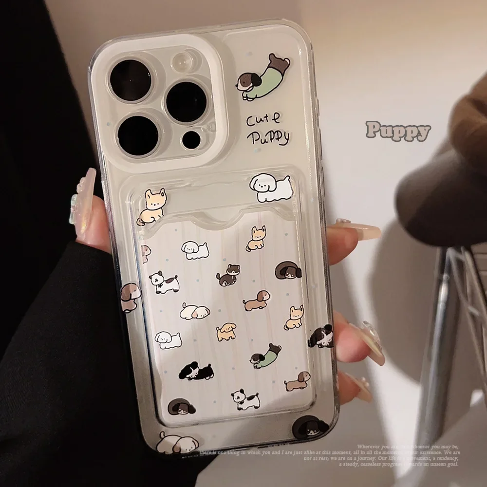 Zabawny szczeniak przedszkole Etui na karty fotograficzne Przezroczyste etui na telefon do iPhone'a 16 15 14 13 12 Pro Max Xr 15 14 Plus Etui Cute Cover