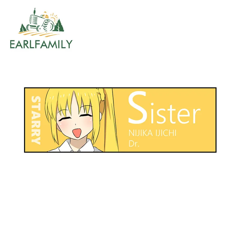 EARLFAMILY 13cm x 4.4cm Nijika Ijichi Anime Chibi Car Stickers Yellow Slaps Personality Sister Accessories Amusing Decals