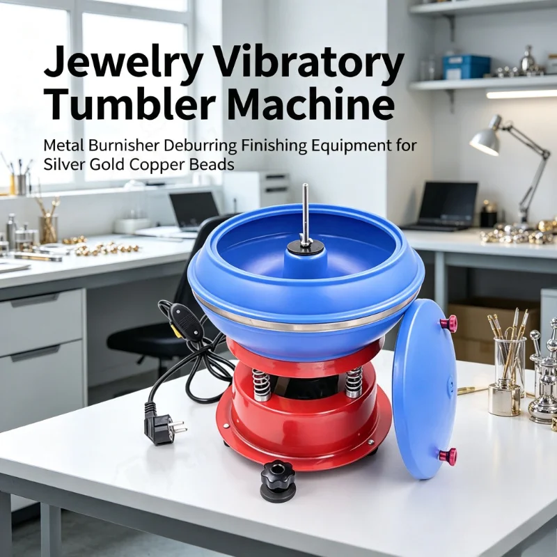 TOP Jewelry Vibratory Tumbler Machine, Metal Burnisher Deburring Finishing Equipment for Silver Gold Copper Beads