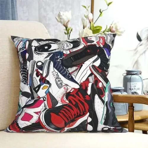 Sneaker Pillow Cover Basketball Shoe Pattern Decorative Pillowcase | Sneaker Throw Pillow Cases Cushion Cover Square Hidden