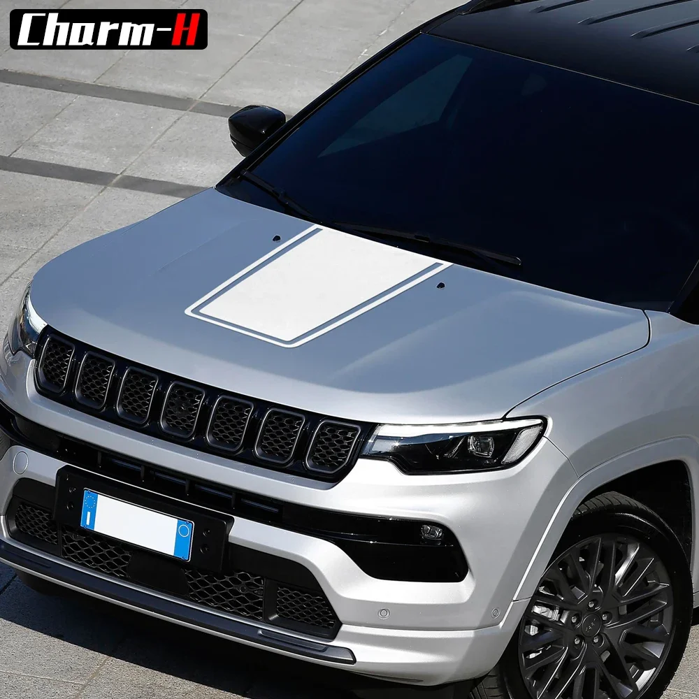 Autocollants de capot à rayures pour Jeep Compass, décalcomanies de capot, accessoires de course, 1 PC, 2017-présent