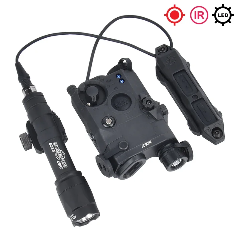 WADSN Taktische PEQ-15 Ausrüstungen Rot Grün Blau Leistungsstarke Laser Dot IR Anzeige Airsoft SF M600C Taschenlampe Dual Control Schalter