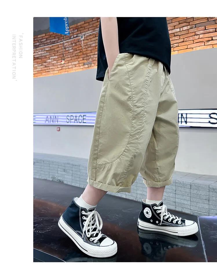 Jungenhosen Sommer Elastischer Bund Capri Cargo-Hosen Coole Streetwear Kinderkleidung 2026 Sport Lässig Atmungsaktiv – Detail 10