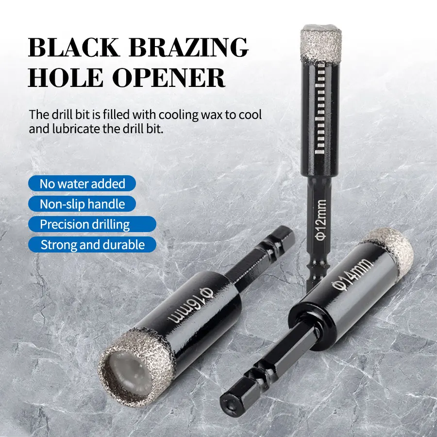 

5-16 мм паяное сверло для сухой керамической плитки с шестигранным хвостовиком, мраморный гранит, керамический открывалка для кирпича, алмазное сверло, кольцевая пила