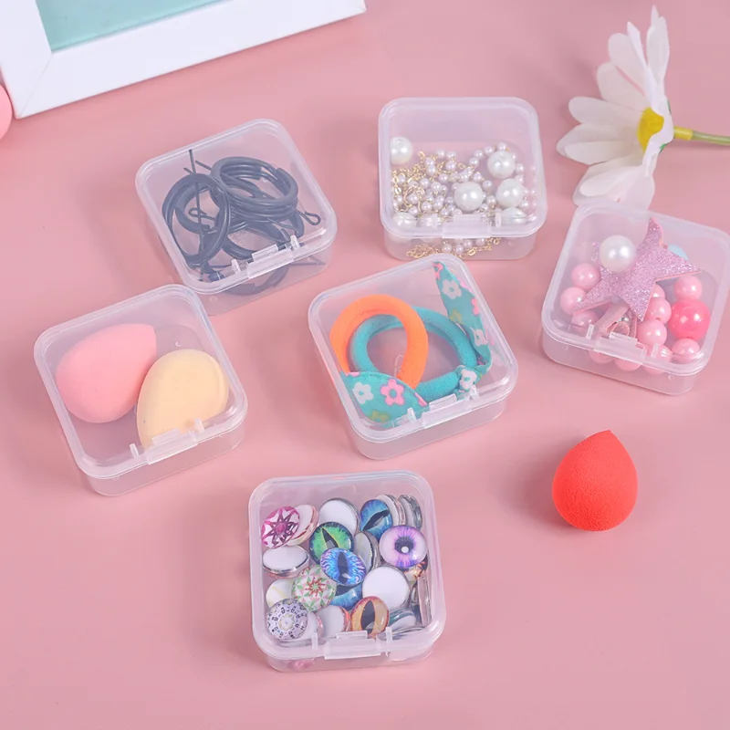 Flip Seal Plastic Dustproof Storage Case Square Clamshell Transparent Box Jewelry Storage Jewelry Packag Display Container