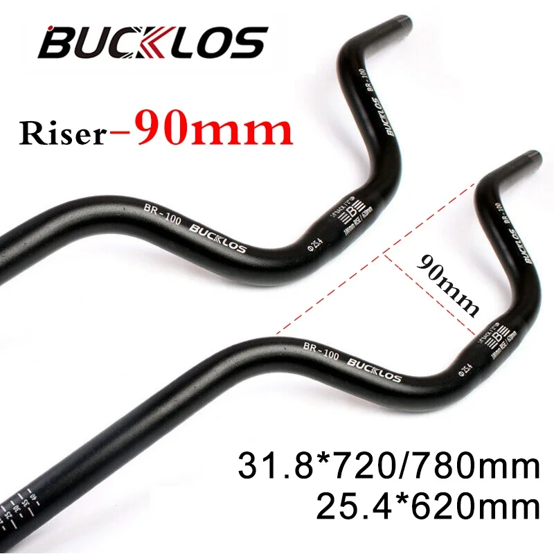 BUCKLOS MTB Handlebar 25.4mm Bike Handle Bar Rise 90mm Bicycle M Handlebar for Brompton 31.8*720mm U-shaped Bike Bar 620/780mm