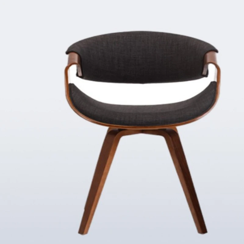 Solid wood dining chair small apartment balcony casual dining chair curved wood chair