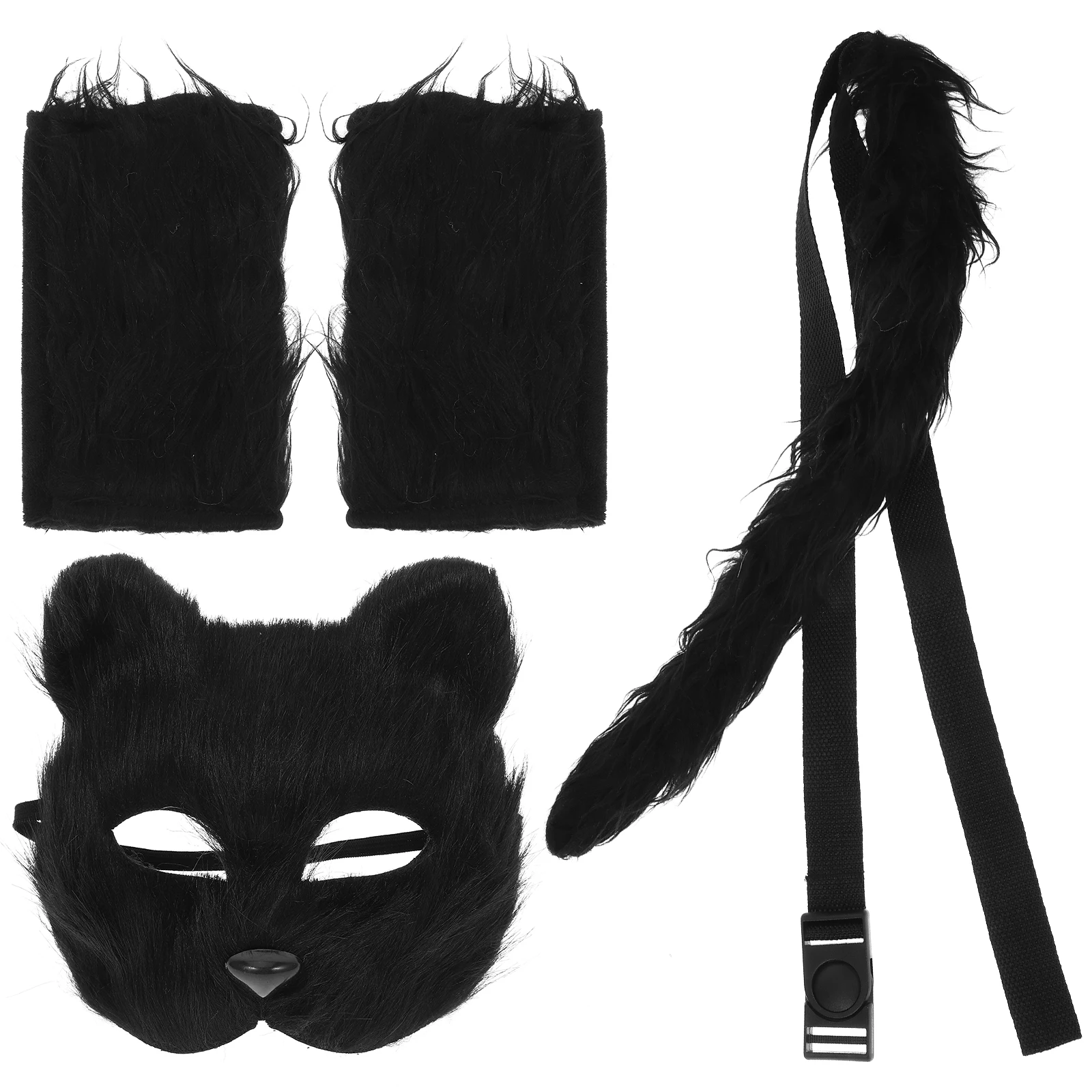 

1 set Wolf Mask Glove Set PVC Halloween Cosplay Decor Accessory Party Supplies Tail Prop Animal Costume Role Play Accessories