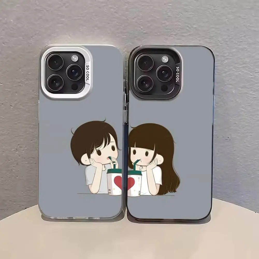 

couple wallpaper Phone Case Color Silver Shell For IPhone 17 16 15 14 13 12 11 Pro Max Plus