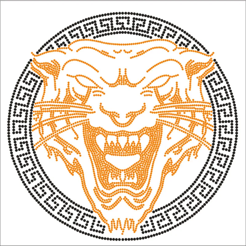 Rhinestone Stickers for Clothing Motif, Tiger Hotfix Rhinestones Designs, Iron-On Transfers, 1 Pc Lot