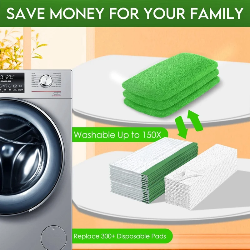 Mop Pads Recarga para Swiffer Sweeper, Panos de varrer seco, Panos de esfregar molhados, Lavável para limpeza doméstica