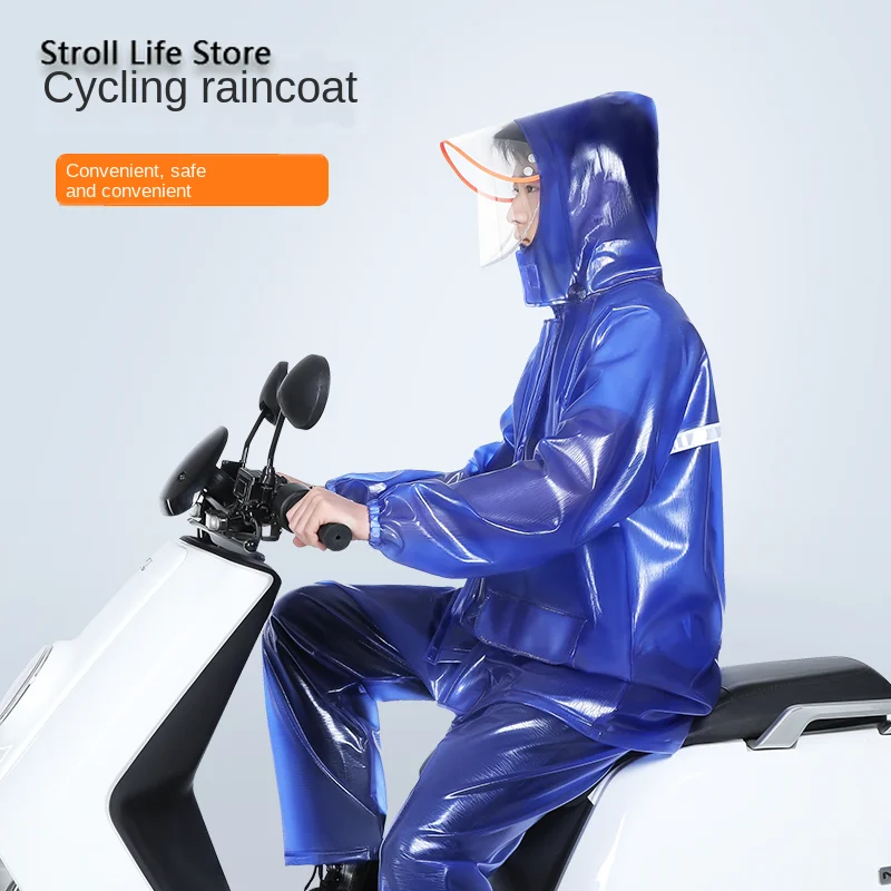 Adult Raincoat and Rain Pants Men's Full Body Split Waterproof Padded Riding Poncho Double Mens Sports Suits Clear Jacket Gift