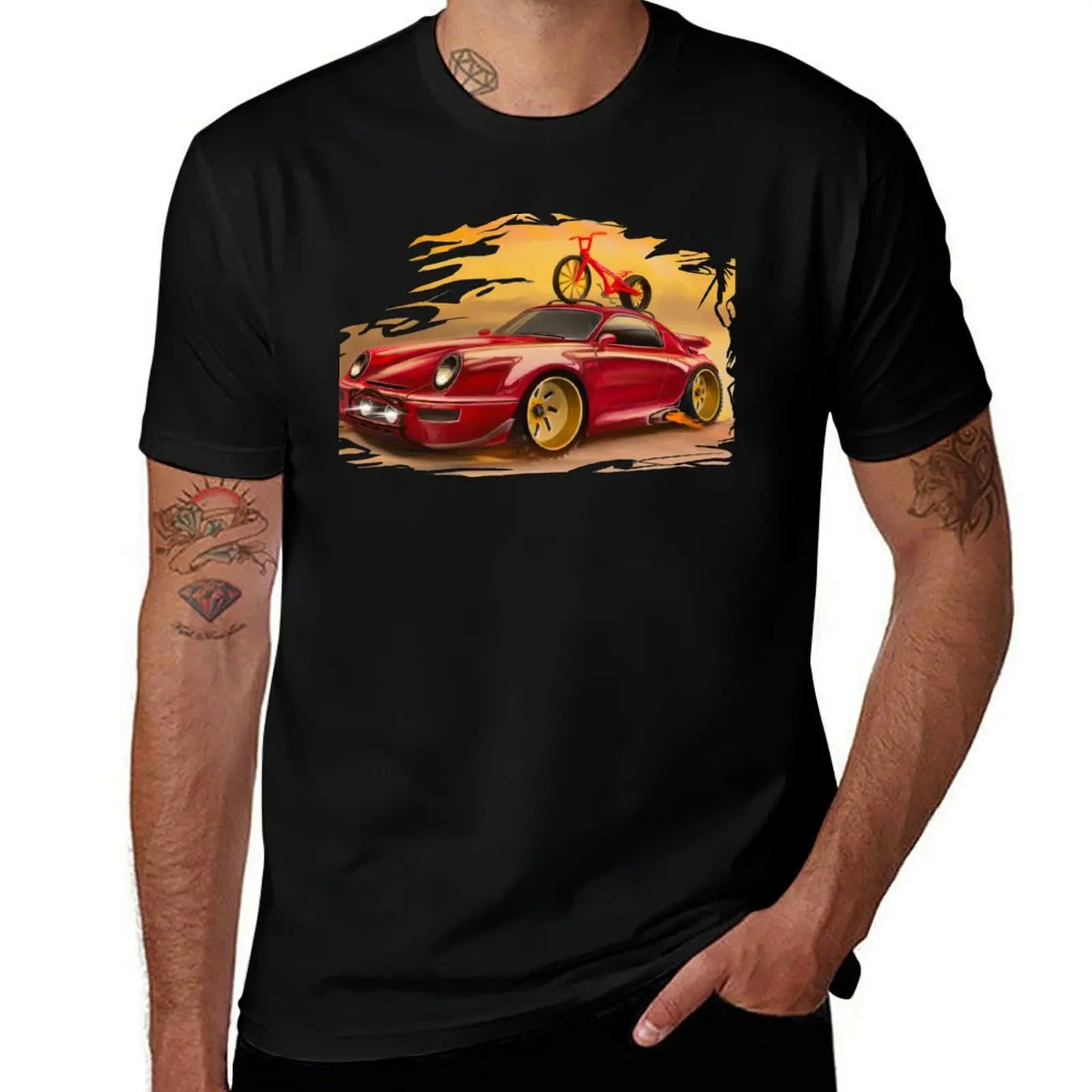 Race car, automotive art, 911, bicycle illustration, rally car, car sketch by Sammy James T-Shirt