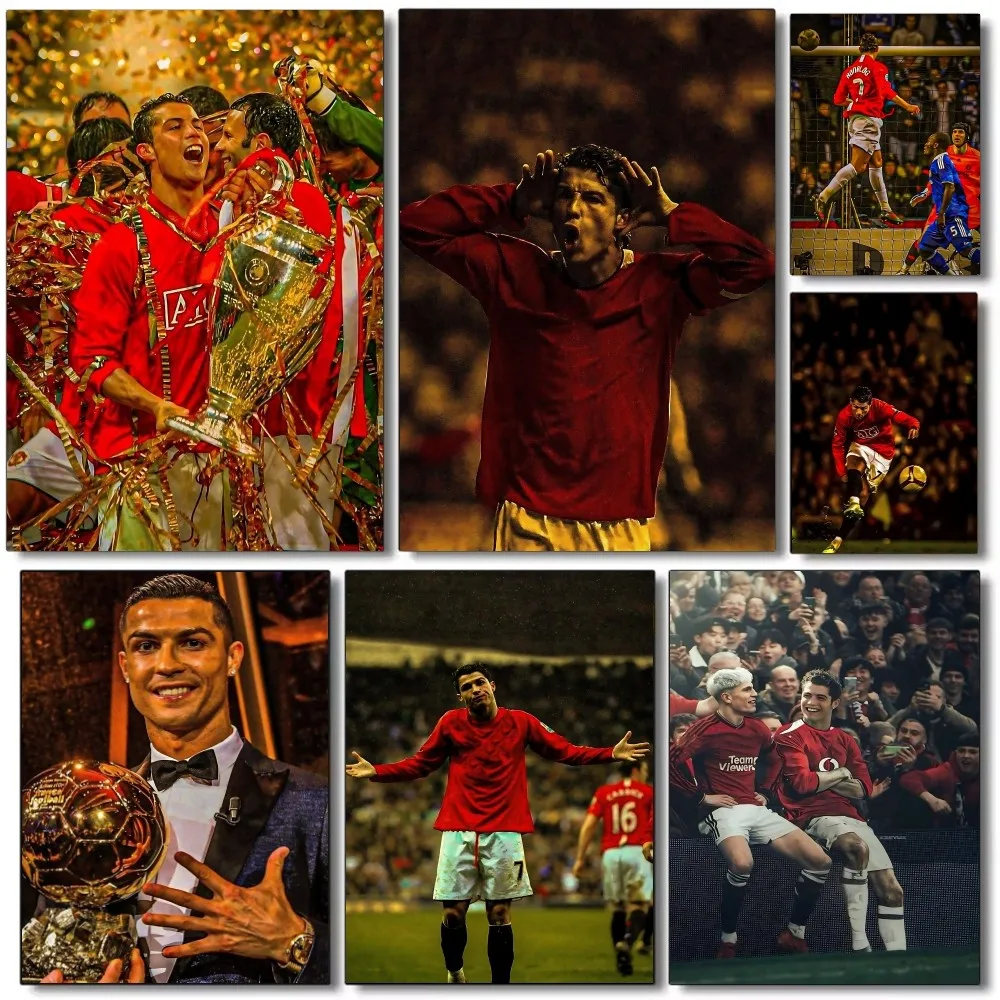 1 قطعة نجم كرة القدم الشهير C رونالدو المشارك ذاتية اللصق الفن ورقة مقاومة للماء ملصق مقهى بار غرفة جدار ديكور