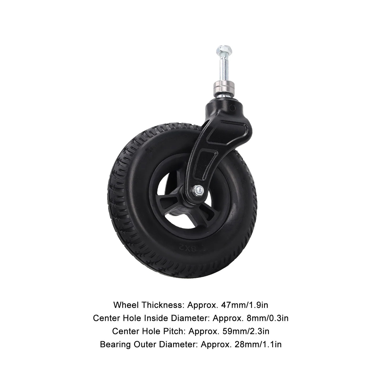 Wheelchair Front Caster 8 Inch Universal PU Hub Solid Wheel Rollator Walker Replacement Caster
