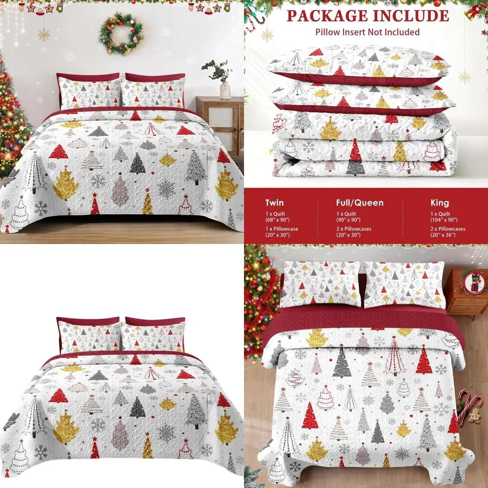 

Уютный зимний комплект постельного белья King Snowflake с дизайном дерева для детей и взрослых, легкое одеяло из трех предметов и подушка Шамс