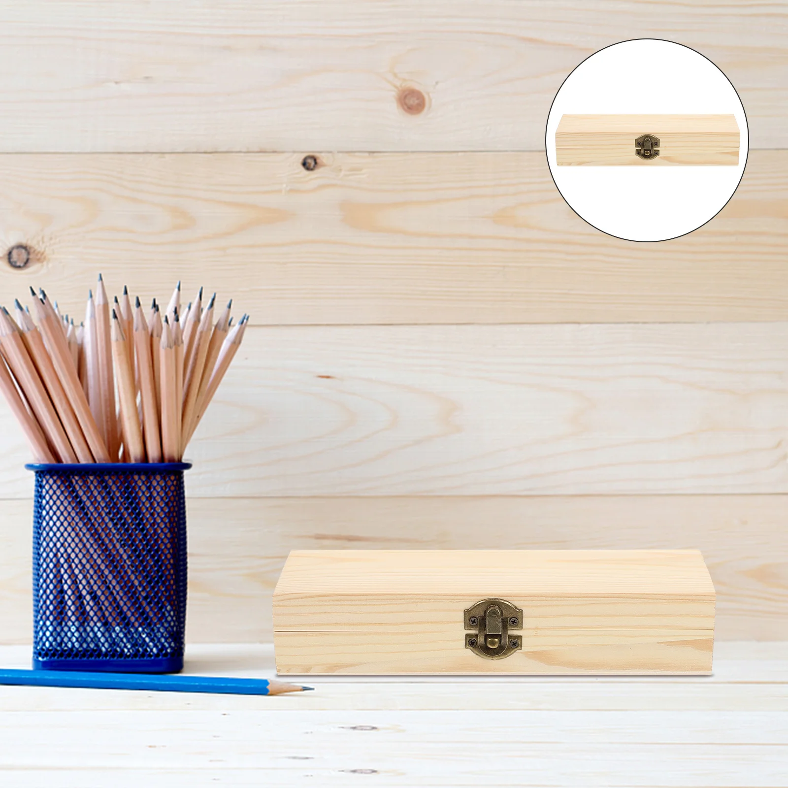 

1pc Stationery Box Pencil Storage Container Oblong Design Durable Alloy Buckle Dustproof Portable For School Office Organizer