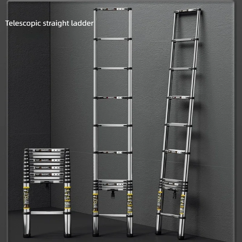 Portable Stainless Steel Telescopic Ladder, Reinforced Straight Ladder, Wall Climbing Ladder, Anti Sway And Stable 13
