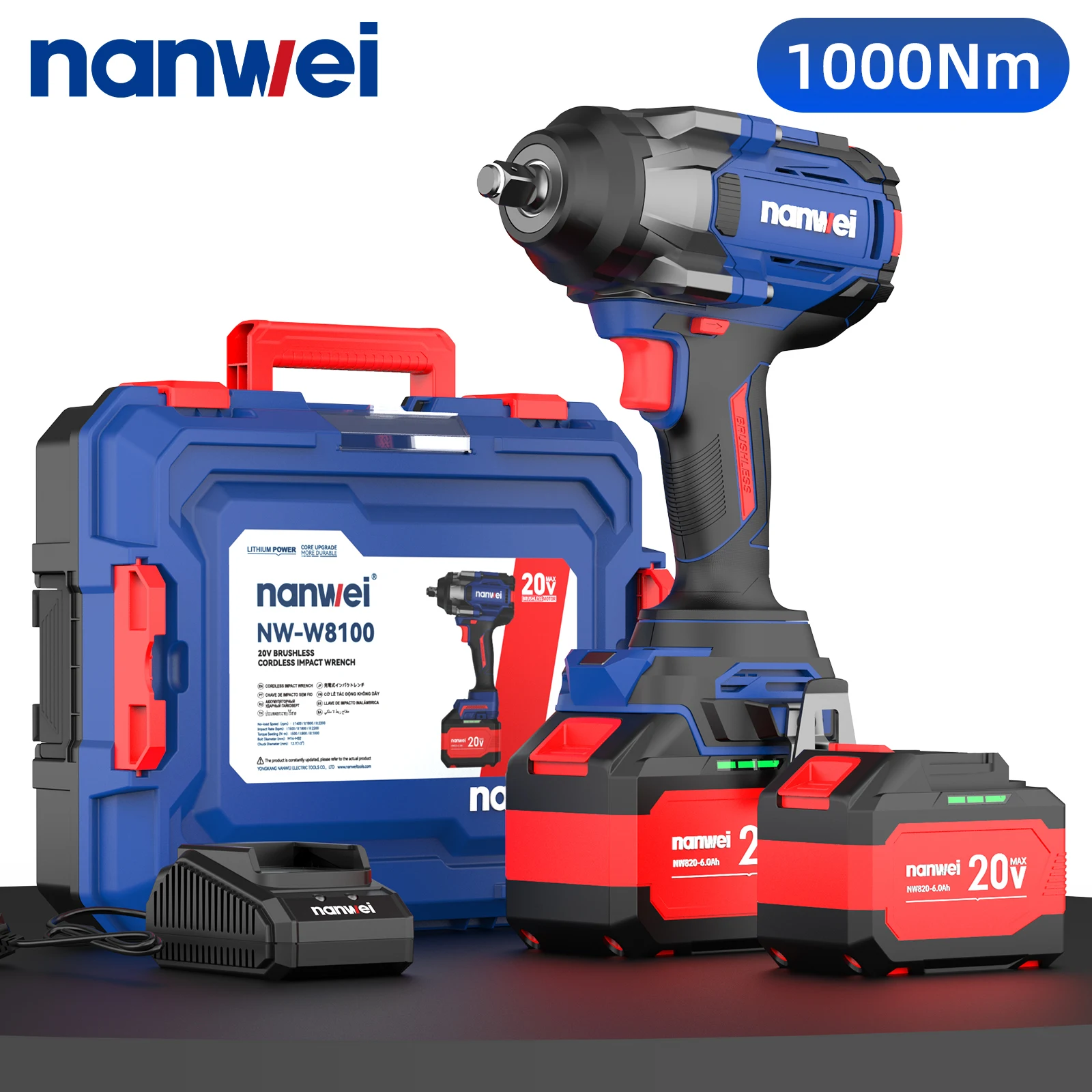 NANWEI Industrial Brushless Lithium Wrench 1000N Super Torque
