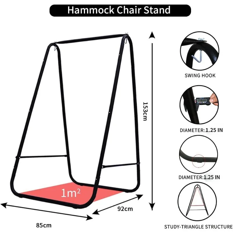 Hammock Chair Stand with Hanging Swing Chair Included,Weather Resistant and Saving Space Stand Max 450 Lbs, Quality Cotton