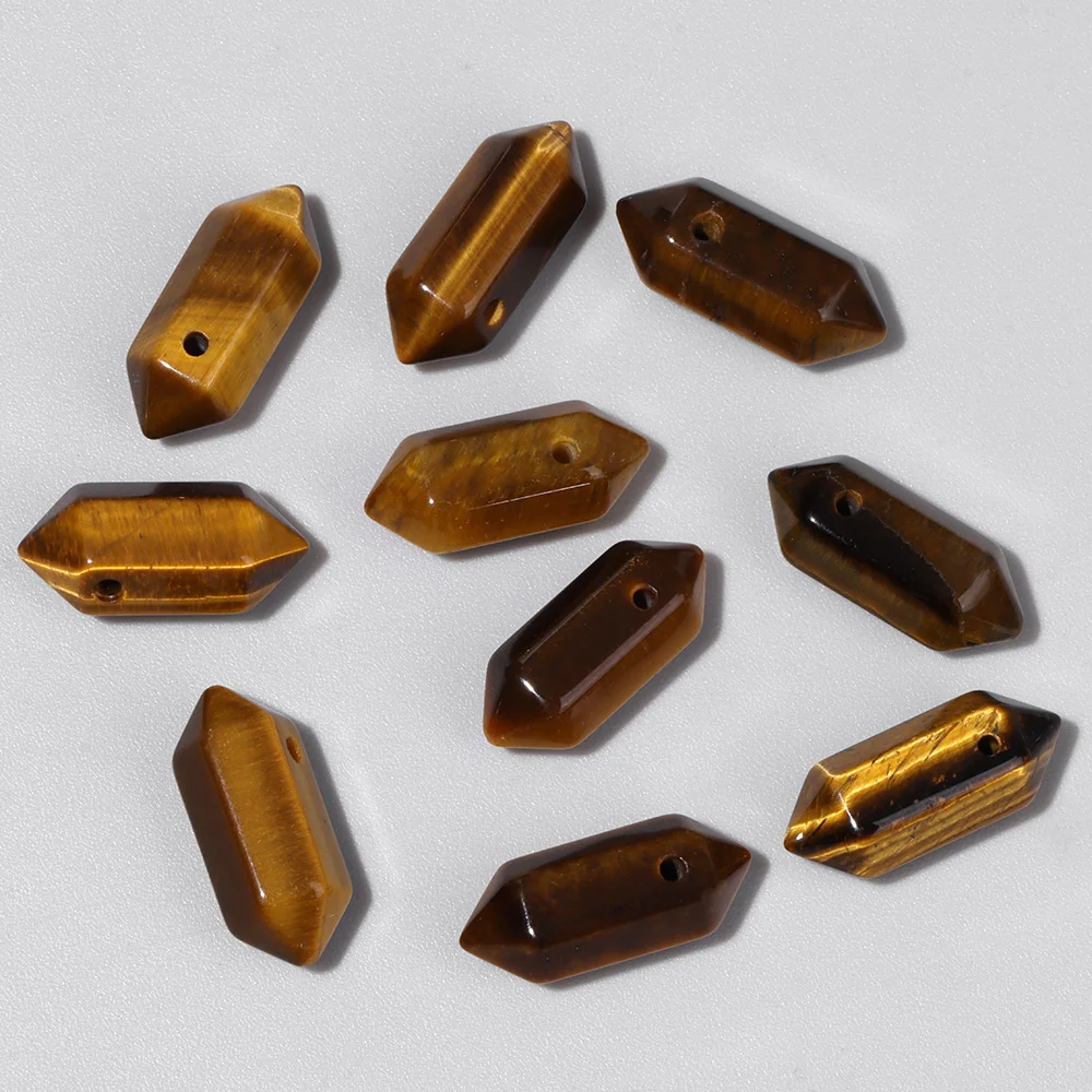 Wholesale Tiger Eye Hexagon Prism Pendants Natural Stone Labradourites Amazonites Point Pendants For Jewelry Making DIY Necklace