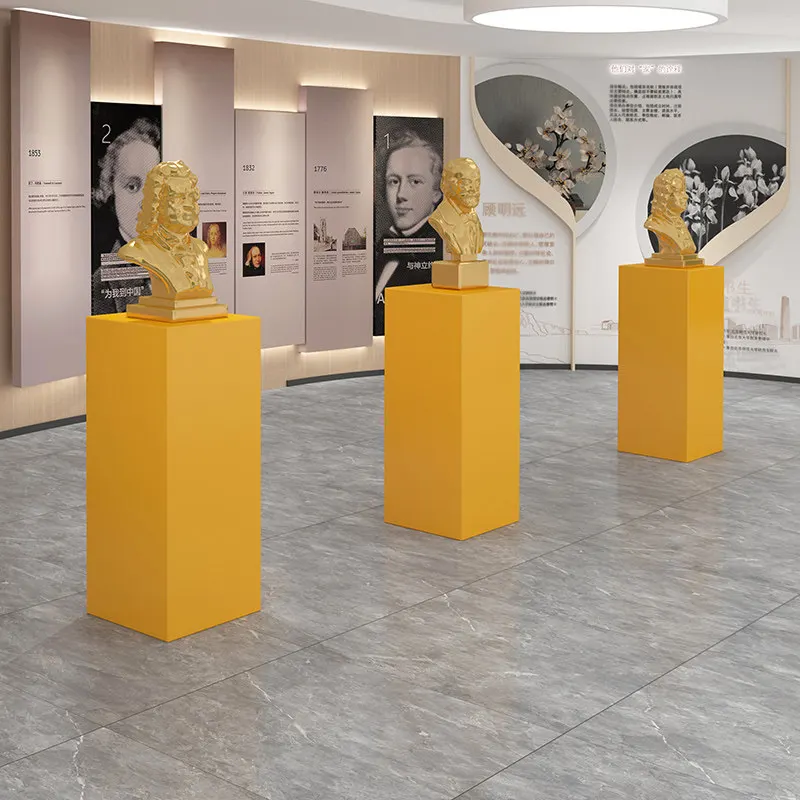 & Yellow Base Pedestal Display Stand Showcase Rectangular Wooden Lacquered Mannequin Commercial Adjustable-Height Arrangement