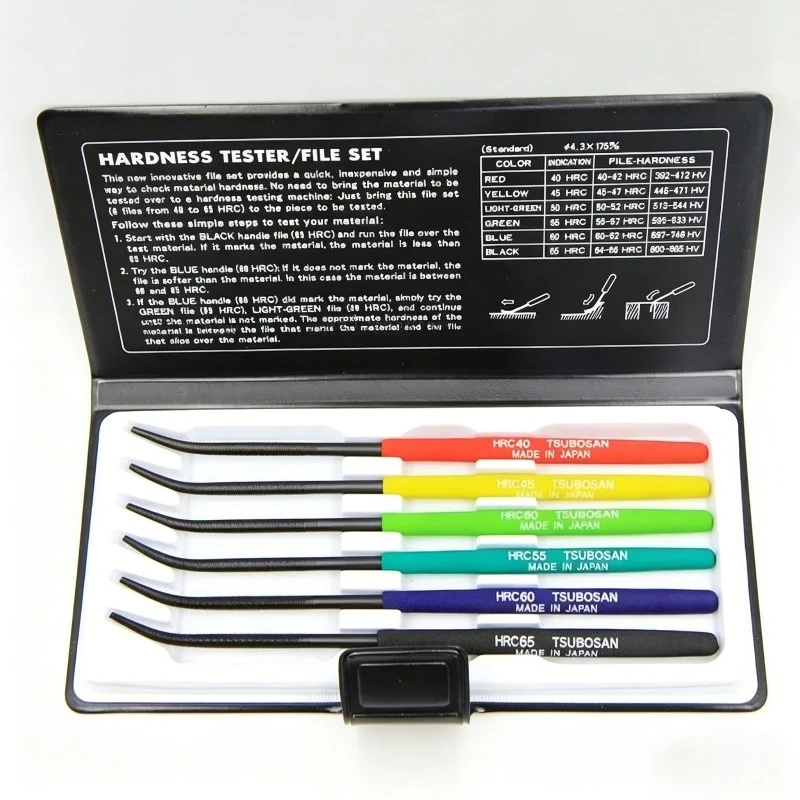 6PCS/Set Hardness Tester File HRC40-65 Handheld Hardness Tester Checker File