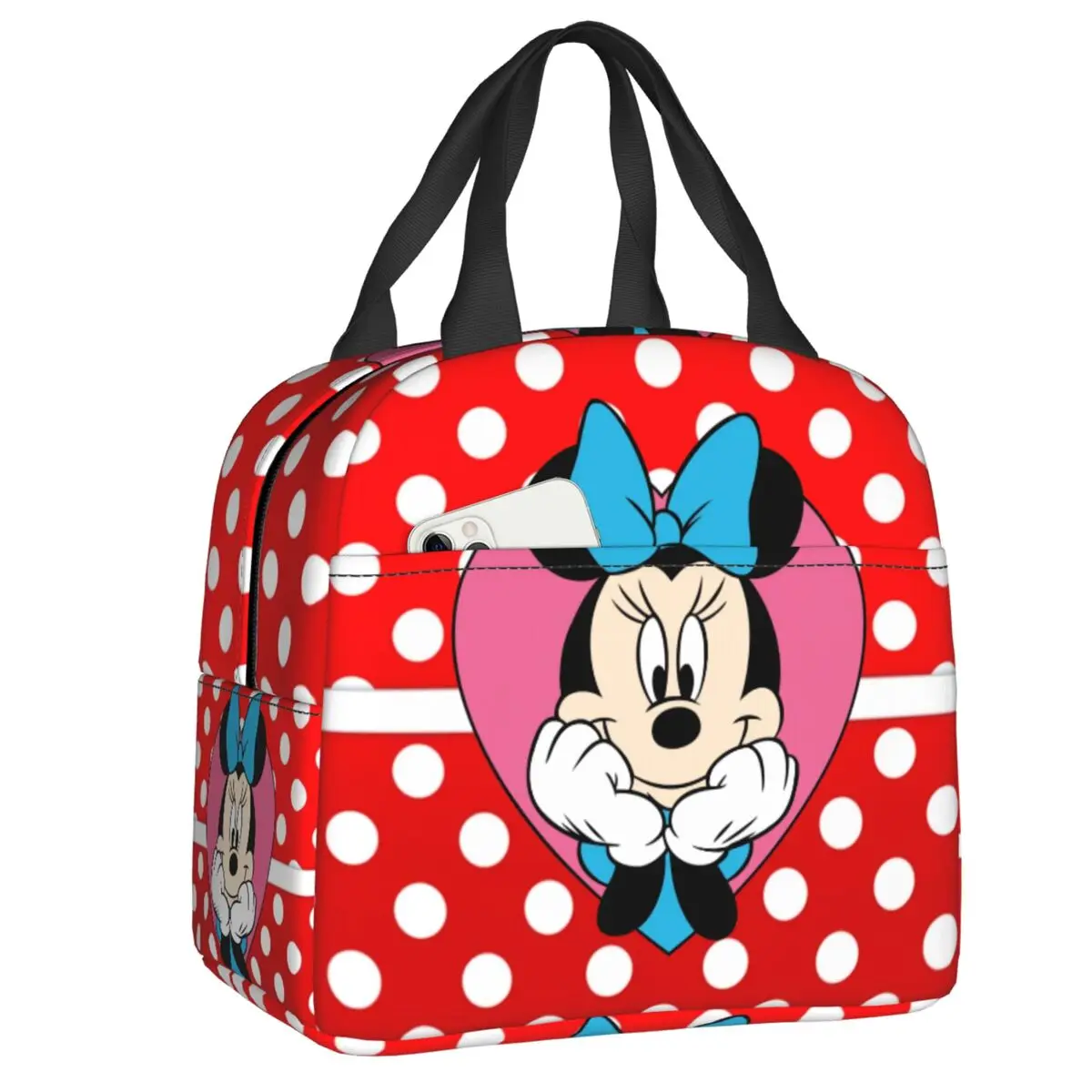 

Custom Minnie Anime Mickey Mouse Cartoon Insulated Lunch Bags for Women Portable Cooler Thermal Bento Box Outdoor Camping Travel